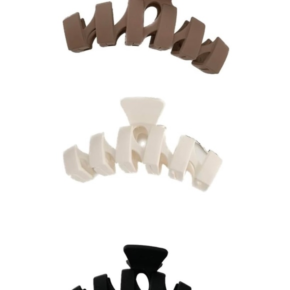 Neutral Hair clips pack of 3, black,white & brown - Picture 3 of 3